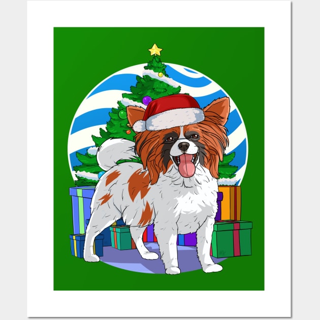 Papillon Cute Santa Christmas Gift Wall Art by Noseking